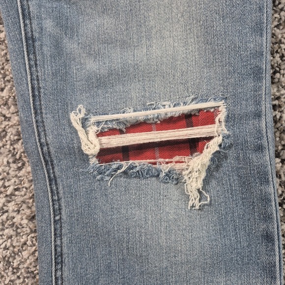 Judy Blue Buffalo Plaid Patch BOOTCUT Jeans Distressed Womens 9/29 Stretch Denim - Picture 4 of 12